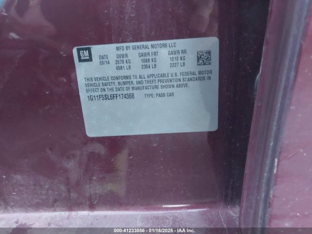 1G11F5SL6FF174368 Chevrolet Malibu 1lz