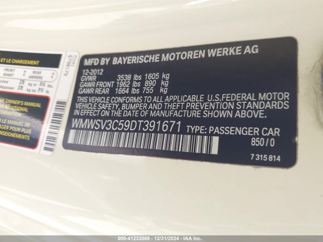 2013 MINI HARDTOP WMWSV3C59DT391671 Photo 8