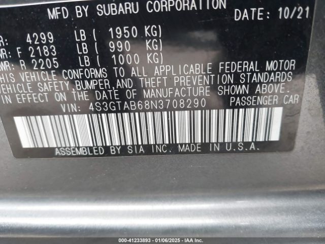 4S3GTAB68N3708290 Subaru Impreza Base 5-door