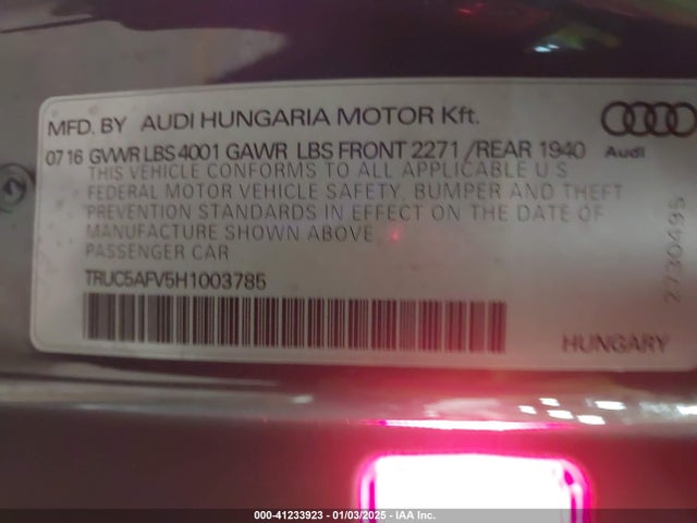TRUC5AFV5H1003785 Audi Tt 2.0t