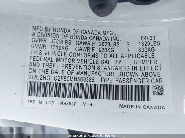 Honda Civic Sport 2021 2HGFC2F80MH560386 Image 9