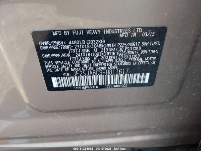 JF2SJABC9FH811617 Subaru Forester 2.5i