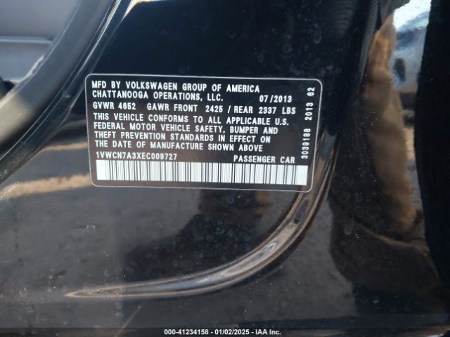 1VWCN7A3XEC009727 Volkswagen Passat 2.0l Tdi Sel Premium