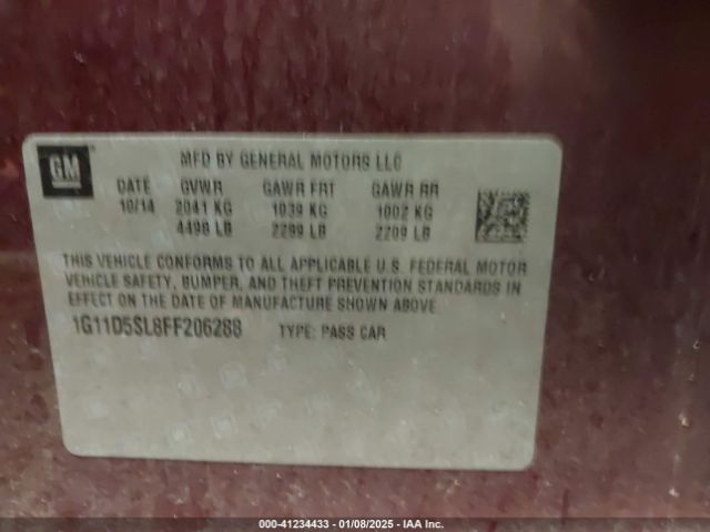 1G11D5SL8FF206288 Chevrolet MALIBU 2LT