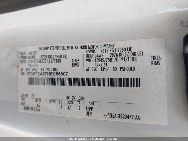 Ford F-250 Xl 2017 1FDBF2A67HEC86607 Image 9