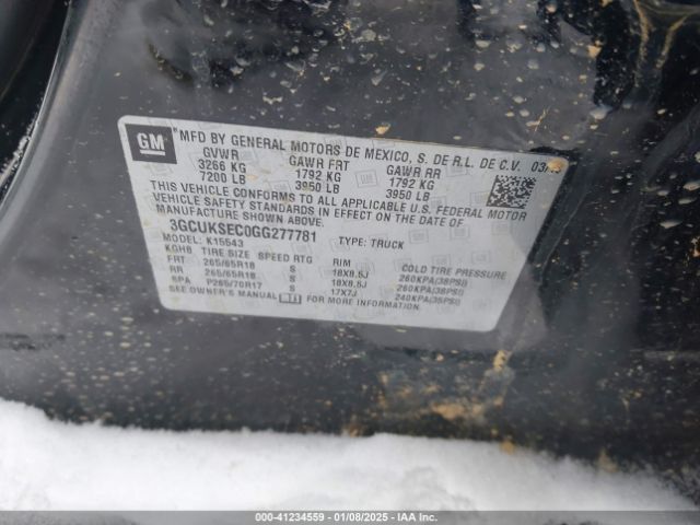3GCUKSEC0GG277781 Chevrolet Silverado 1500 2lz
