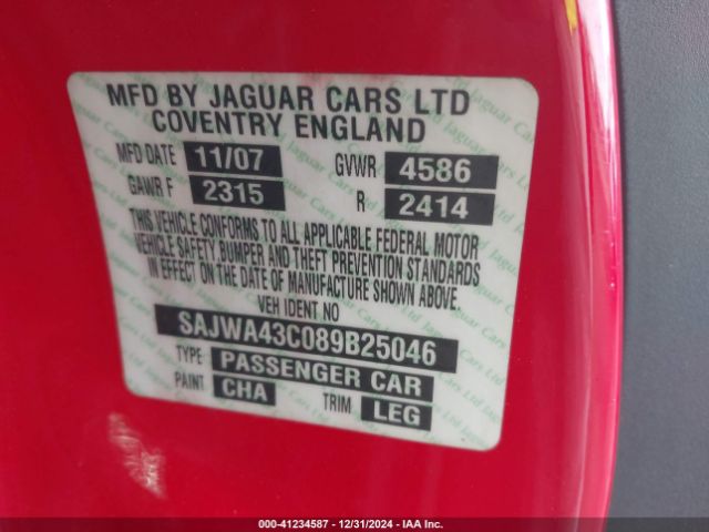 2008 JAGUAR XKR SAJWA43C089B25046 Photo 8
