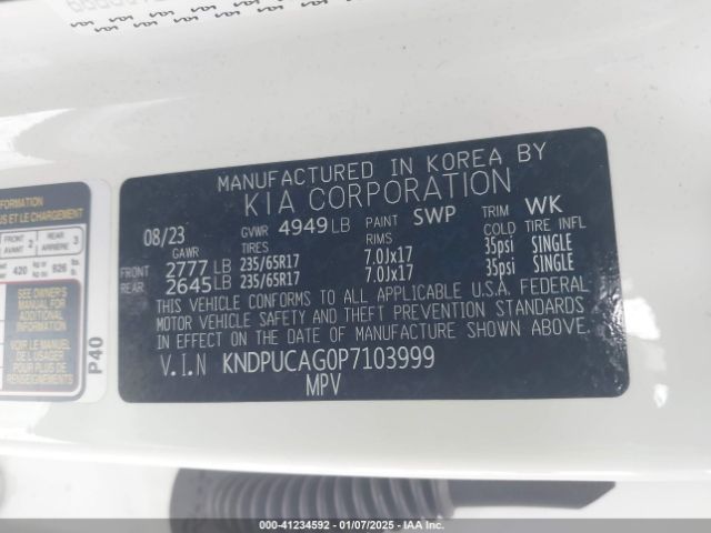 KNDPUCAG0P7103999 KIA Sportage Hybrid Lx