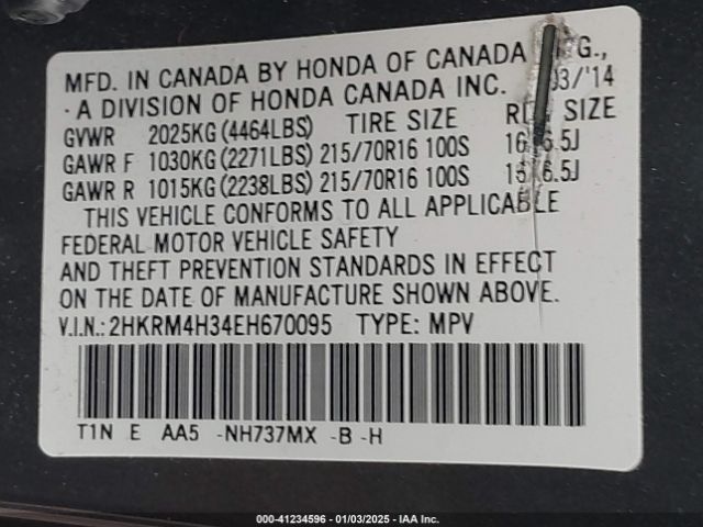 2HKRM4H34EH670095 Honda CR-V LX