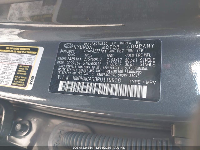 KM8HACAB3RU119938 Hyundai Kona Se