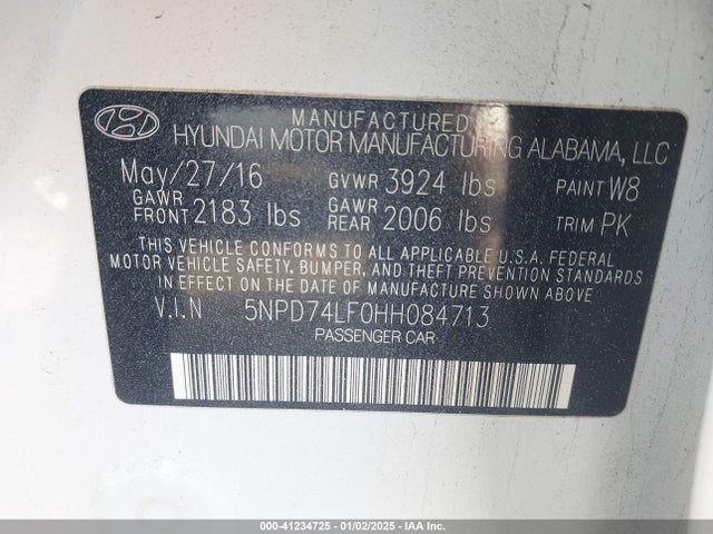 Hyundai ELANTRA SE 2017 5NPD74LF0HH084713 Image 9