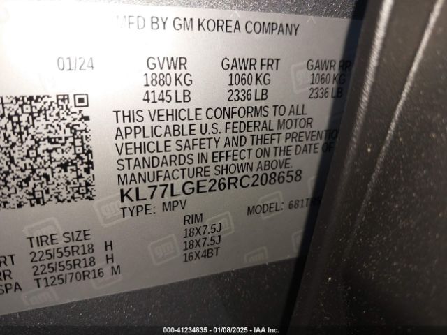 KL77LGE26RC208658 Chevrolet Trax Fwd 1rs