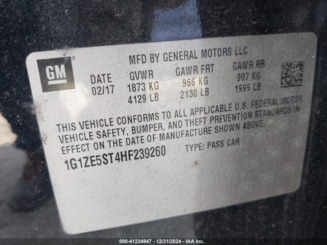 Chevrolet MALIBU 1LT 2017 1G1ZE5ST4HF239260 Image 9