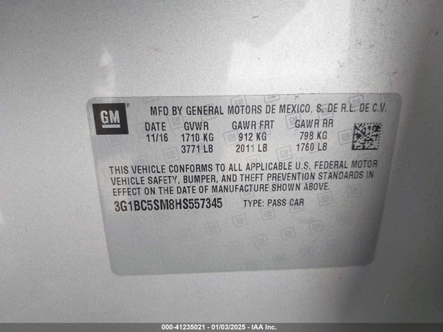 Chevrolet Cruze Ls Auto 2017 3G1BC5SM8HS557345 Image 9