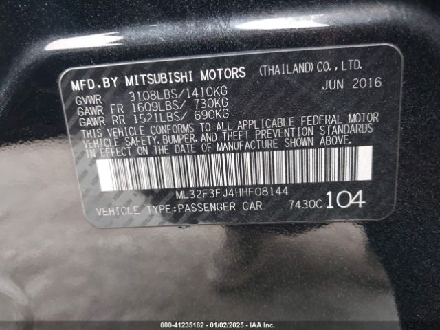 ML32F3FJ4HHF08144 Mitsubishi Mirage G4 Es