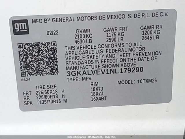3GKALVEV1NL179290 GMC Terrain Awd Slt
