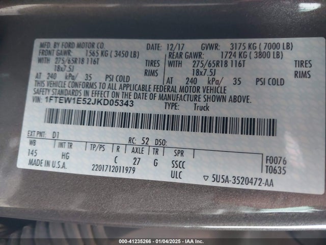 Ford F-150 Lariat 2018 1FTEW1E52JKD05343 Image 9