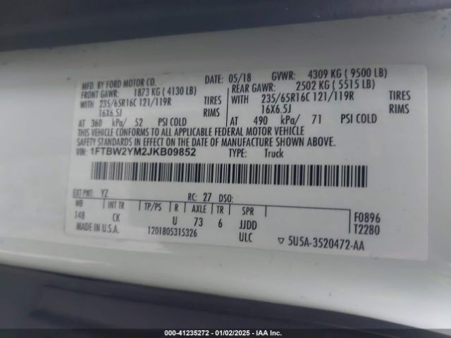 1FTBW2YM2JKB09852 Ford Transit-350