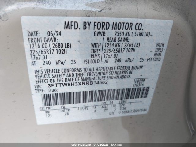 3FTTW8H3XRRB14562 Ford Maverick Xlt