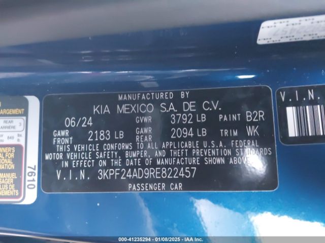 3KPF24AD9RE822457 KIA Forte Lxs