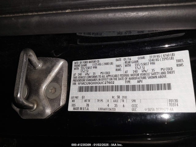 Ford ESCAPE SE 2016 1FMCU9GX0GUC27602 Image 9