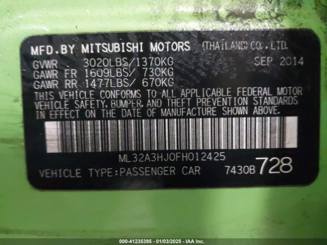 2015 MITSUBISHI MIRAGE ML32A3HJ0FH012425 Photo 8