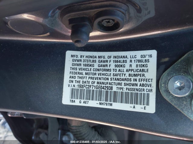 Honda CIVIC EX 2016 19XFC2F71GE042938 Image 9