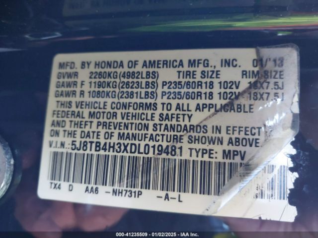 2013 ACURA RDX 5J8TB4H3XDL019481 Photo 8