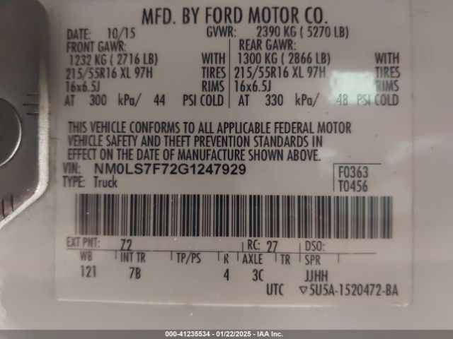 NM0LS7F72G1247929 Ford Transit Connect Xlt