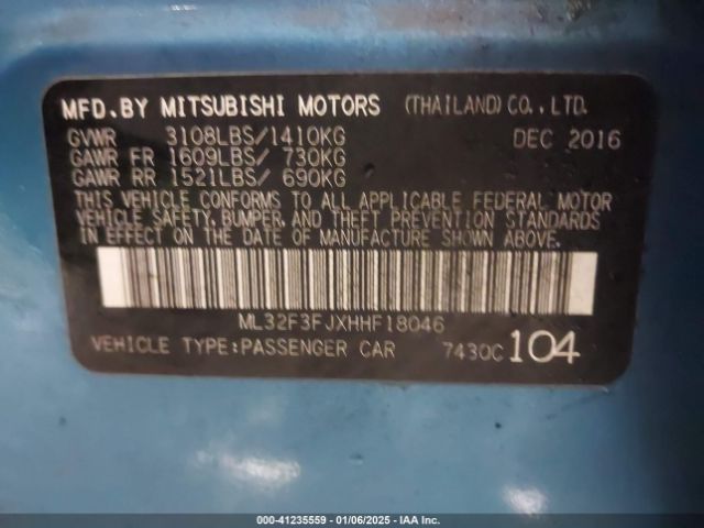 ML32F3FJXHHF18046 Mitsubishi Mirage G4 Es