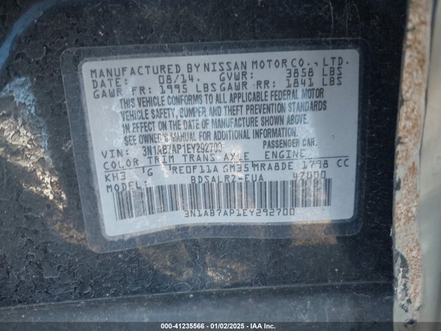 Nissan SENTRA SR 2014 3N1AB7AP1EY292700 Image 9