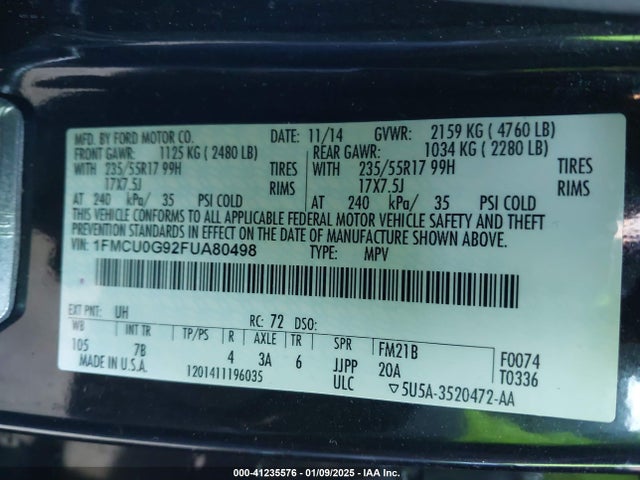 1FMCU0G92FUA80498 Ford ESCAPE SE