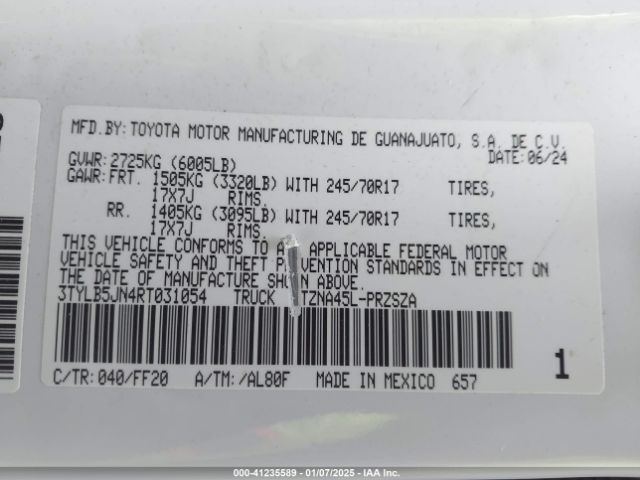 3TYLB5JN4RT031054 Toyota Tacoma Sr5