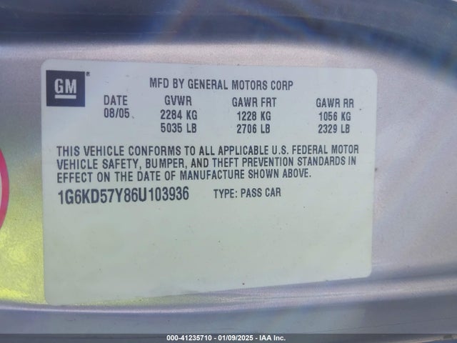 2006 CADILLAC DTS 1G6KD57Y86U103936 Photo 8