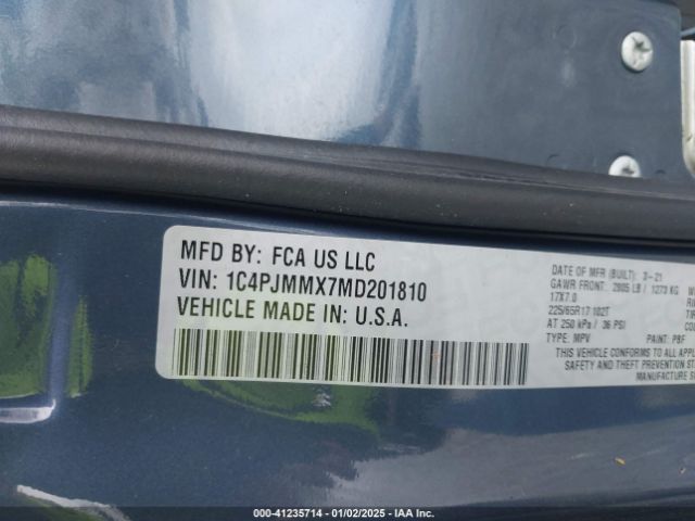 1C4PJMMX7MD201810 Jeep Cherokee Latitude Lux 4x4