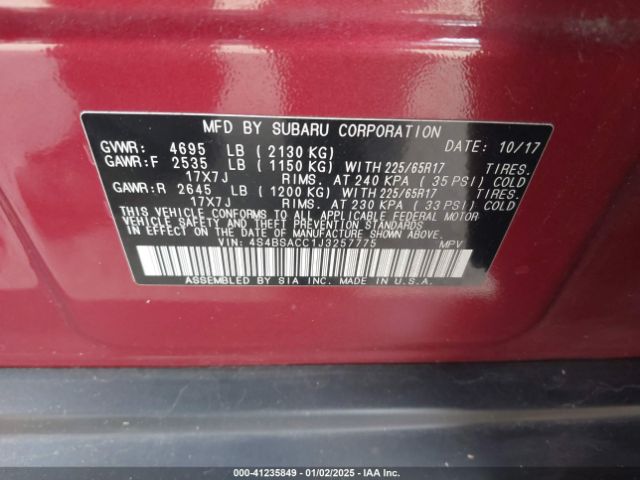 4S4BSACC1J3257775 Subaru Outback 2.5i Premium