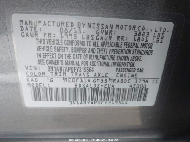 3N1AB7AP0FY319564 Nissan SENTRA SV