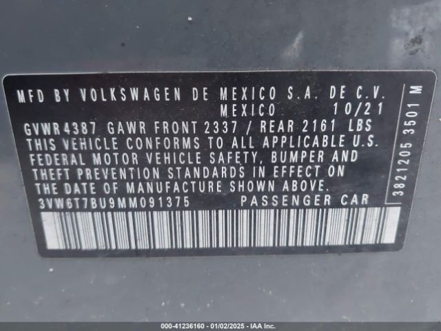 3VW6T7BU9MM091375 Volkswagen Jetta Gli 2.0t Autobahn/2.0t S