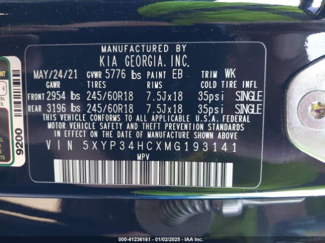 5XYP34HCXMG193141 KIA Telluride Ex