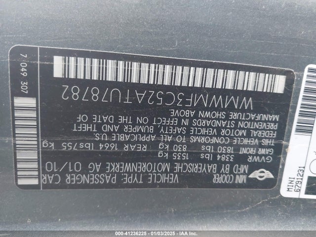 2010 MINI COOPER WMWMF3C52ATU78782 Photo 8