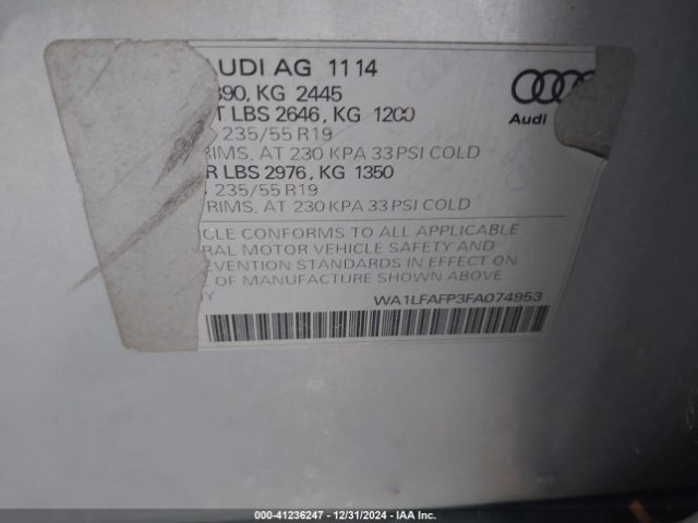 WA1LFAFP3FA074953 Audi Q5 2.0t Premium