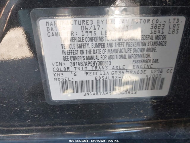 3N1AB7AP9HY360813 Nissan SENTRA S