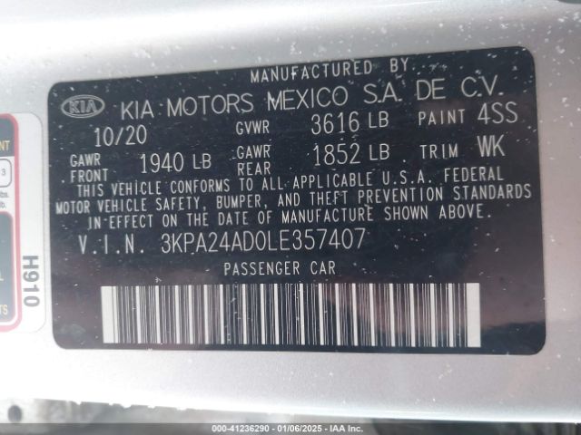 3KPA24AD0LE357407 KIA RIO S