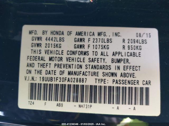 19UUB1F30FA028887 Acura TLX