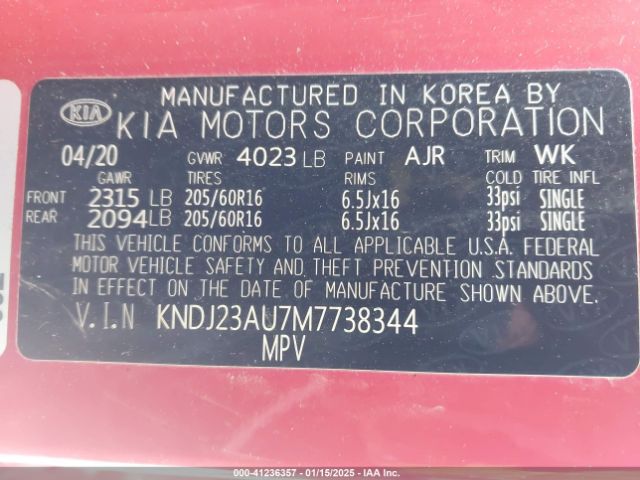 KNDJ23AU7M7738344 KIA SOUL LX