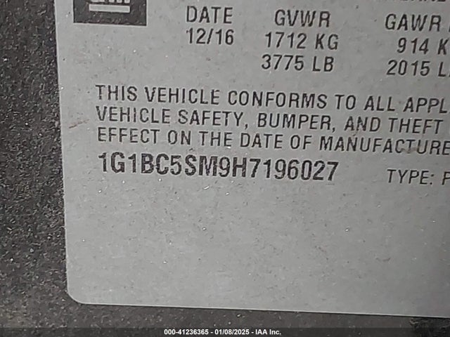 1G1BC5SM9H7196027 Chevrolet Cruze Ls Auto