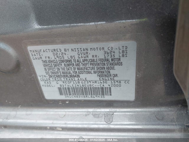 3N1CN8DV8RL869435 Nissan Versa 1.6 S