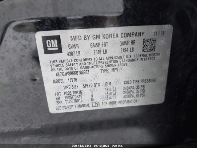 Chevrolet Trax Lt 2019 KL7CJPSB6KB788983 Image 9