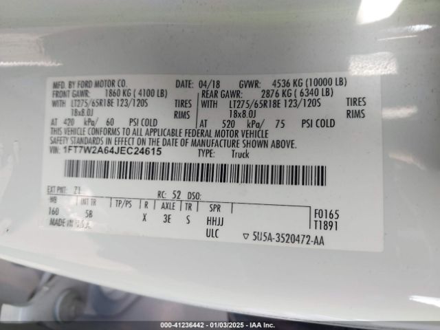 1FT7W2A64JEC24615 Ford F-250 Lariat