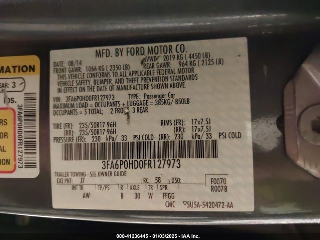 Ford FUSION SE 2015 3FA6P0HD0FR127973 Image 9